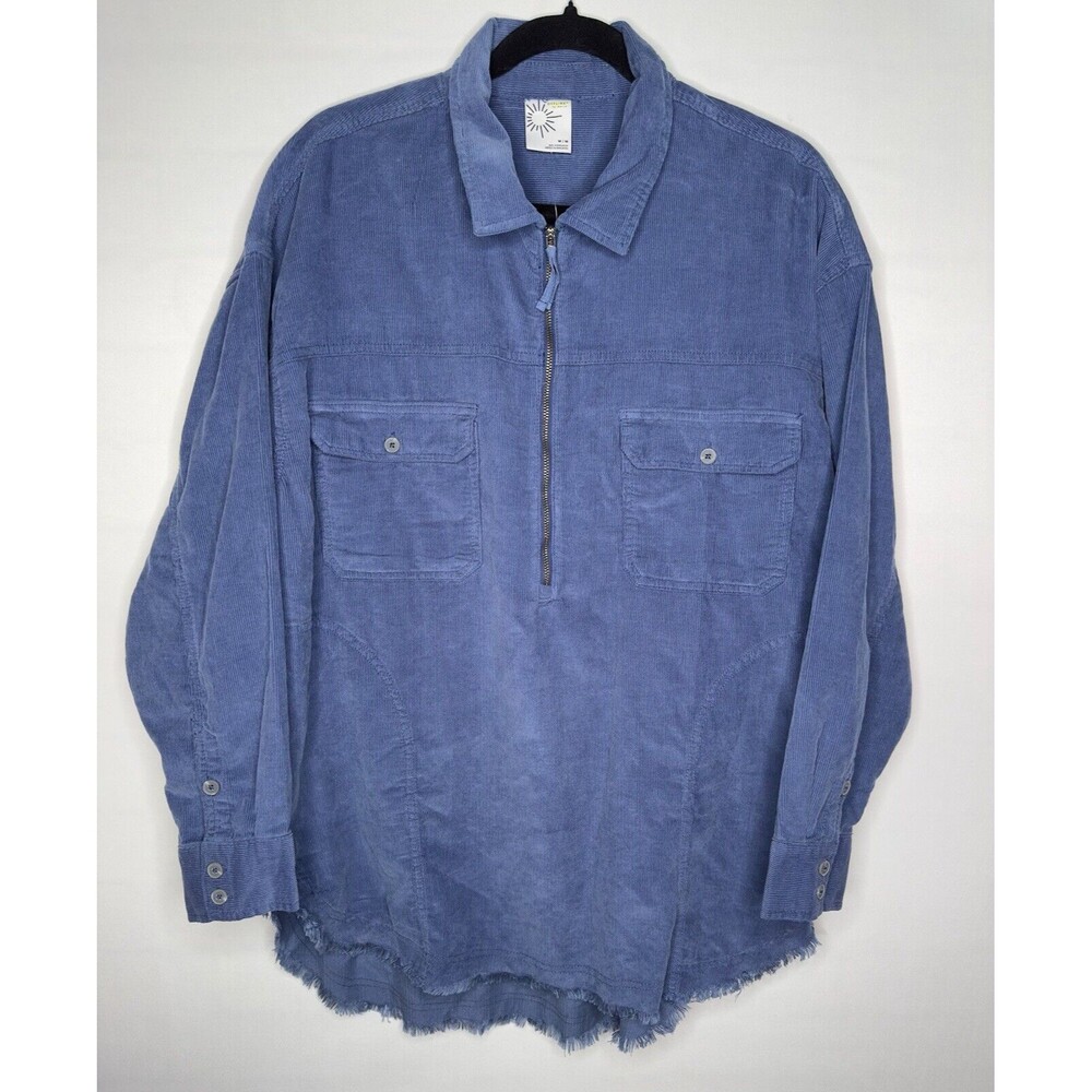 OFFLINE By Aerie‎ Corduroy Half Zip Shacket Shirt Sapphire Blue Size Medium NEW